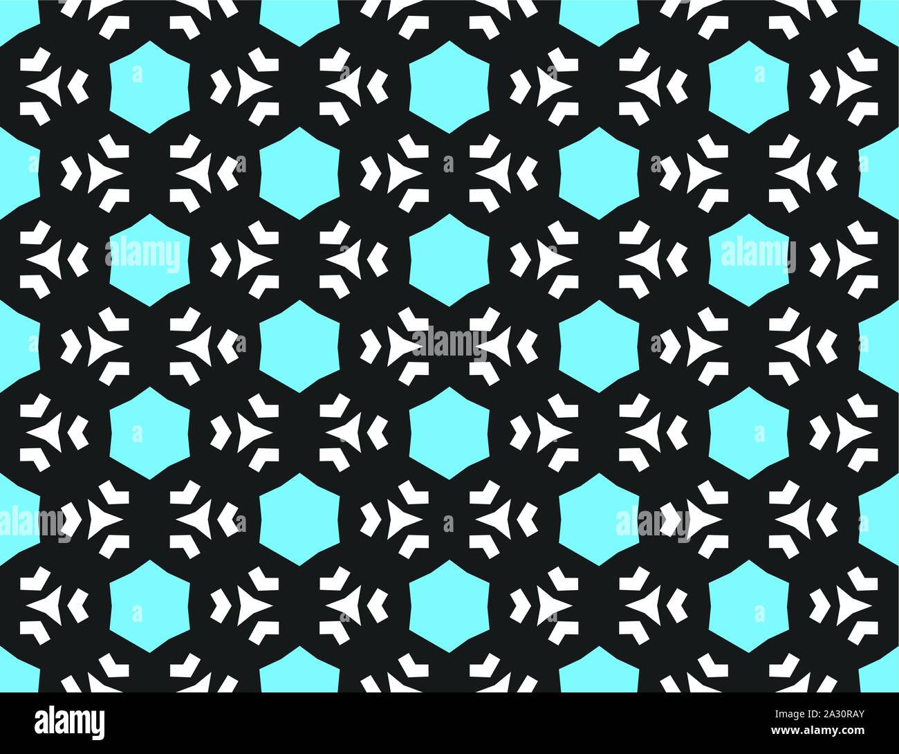 Vector seamless geometric pattern. Shaped blue hexagons, white lines ...
