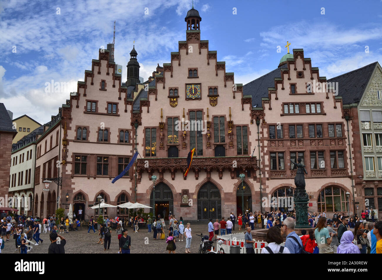 Frankfurt am Main, Germany, August 2019. The Römer is the historic city ...