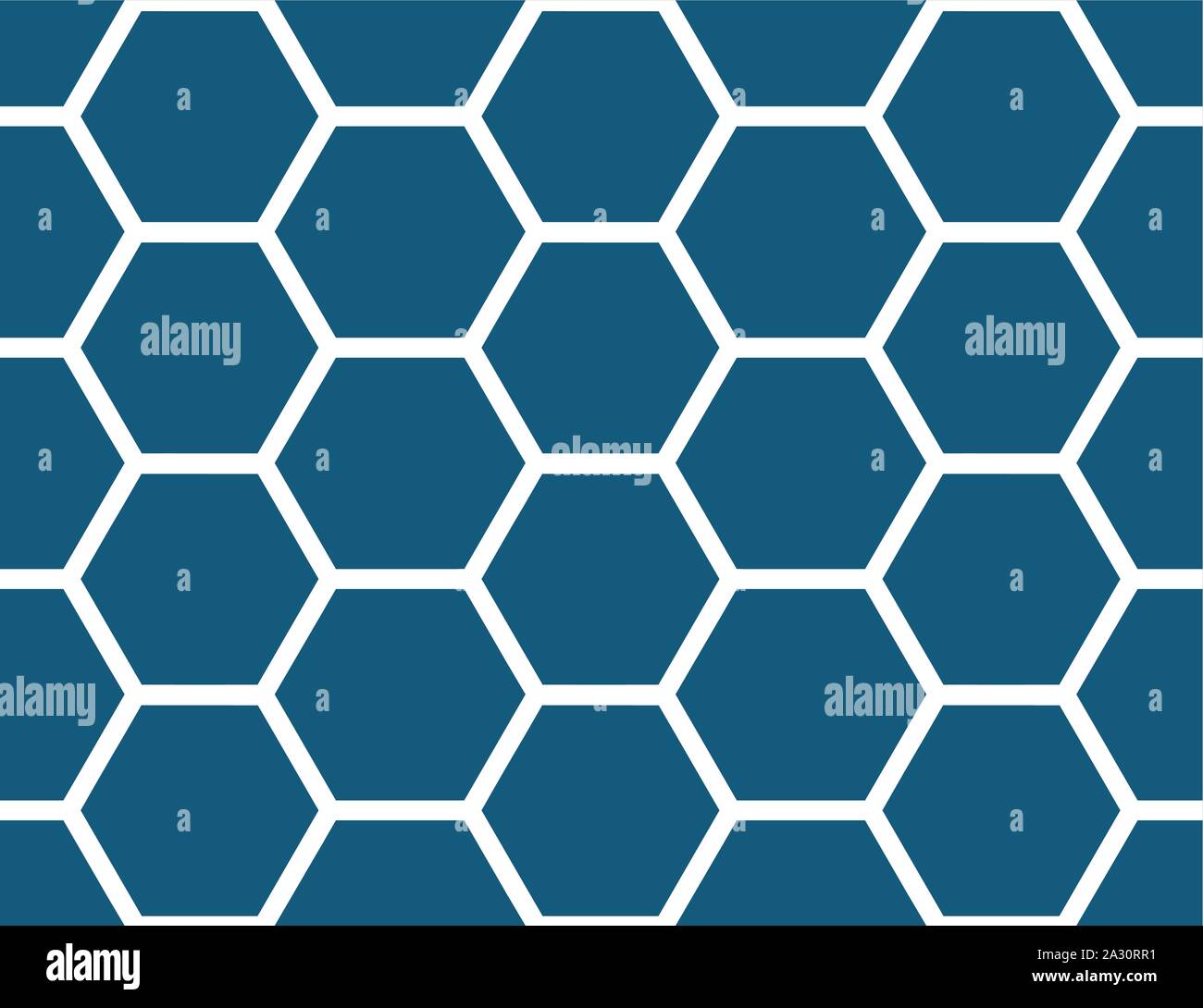 Vector seamless geometric pattern. Shaped white hexagons on blue background. Stock Vector