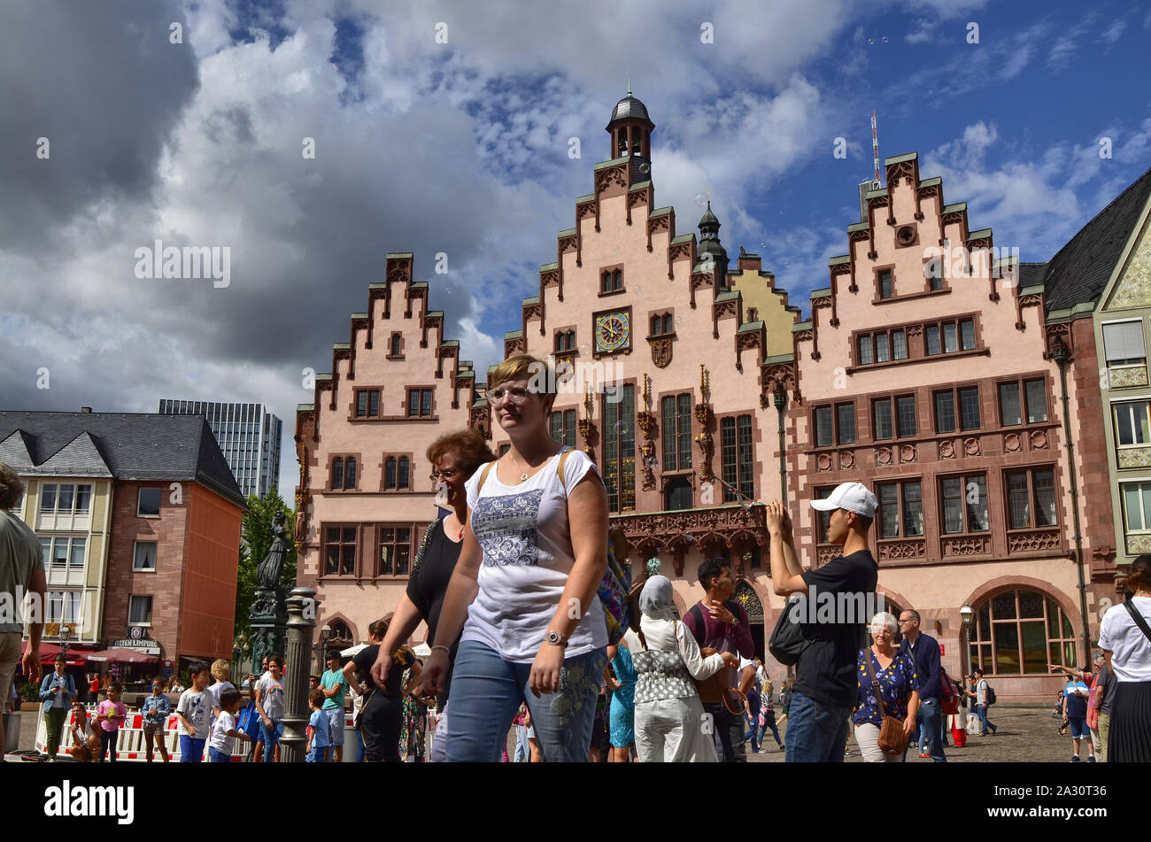 Frankfurt am Main, Germany, August 2019. The Römer is the historic city ...