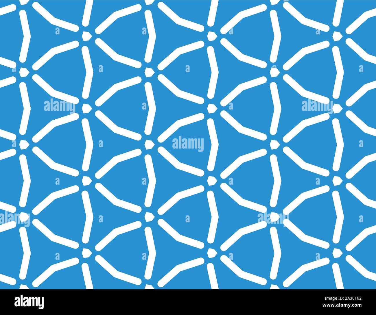 Vector seamless geometric pattern. White lines and blue background. Stock Vector