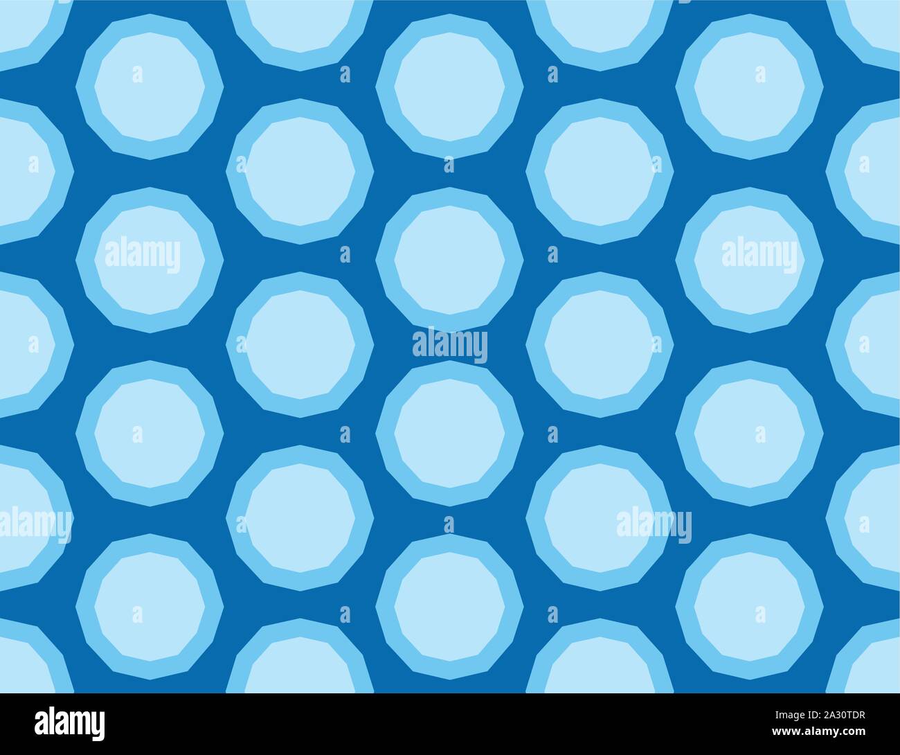 Vector seamless geometric pattern. Shaped light blue circles, bubbles on dark blue background. Stock Vector