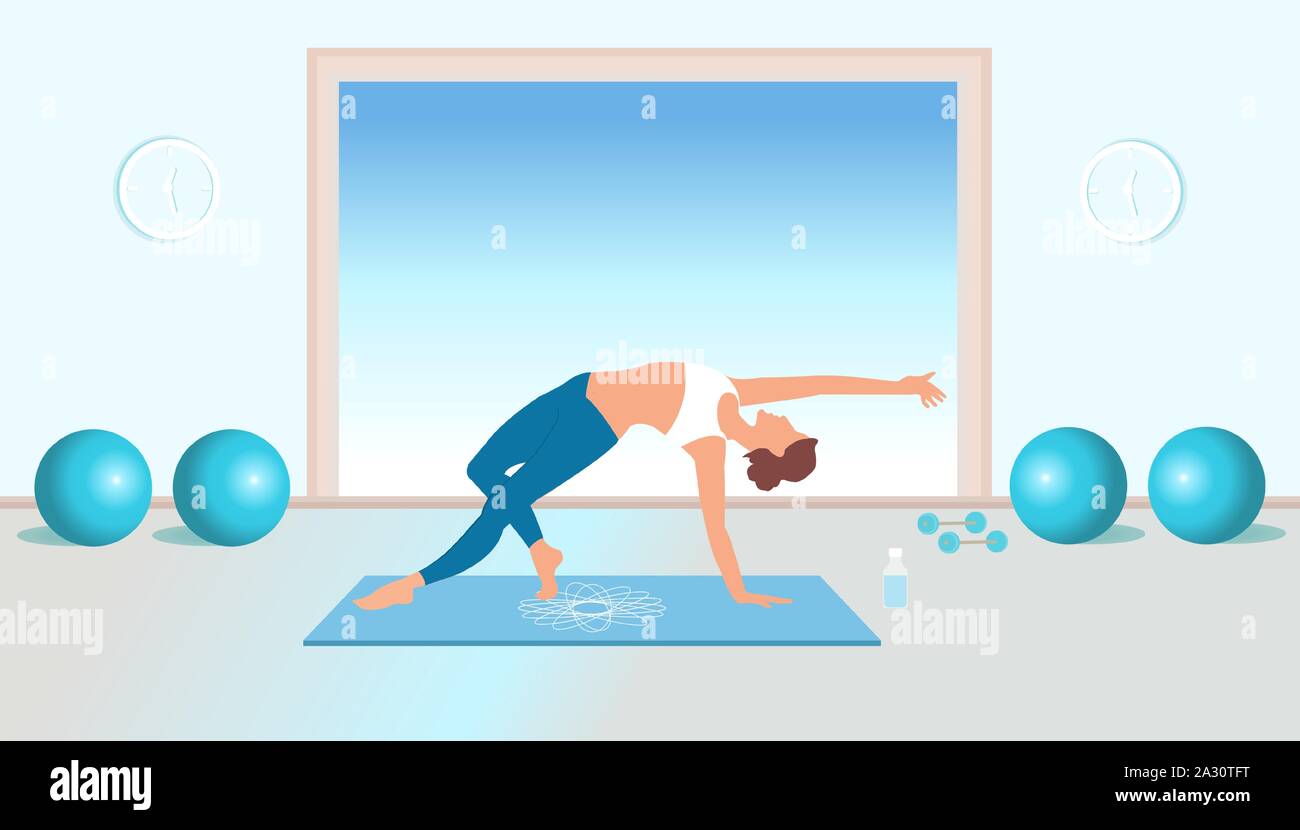 Vector of a fit young woman practicing yoga and pilates Stock Vector