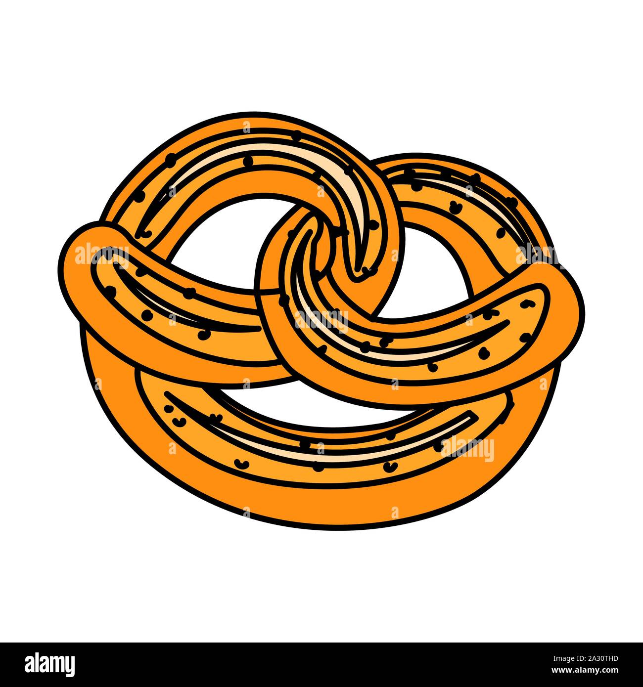 fresh and delicious bread pretzel in white background vector ...