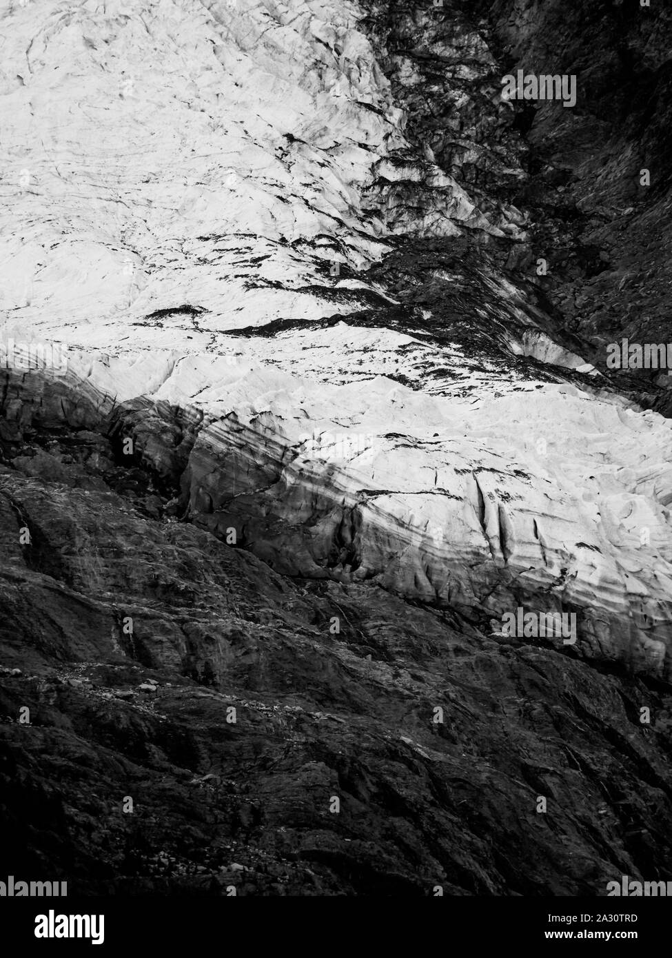 Bossons Glacier, Chamonix-Mont-Blanc Valley, Haute-Savoie, France Stock Photo