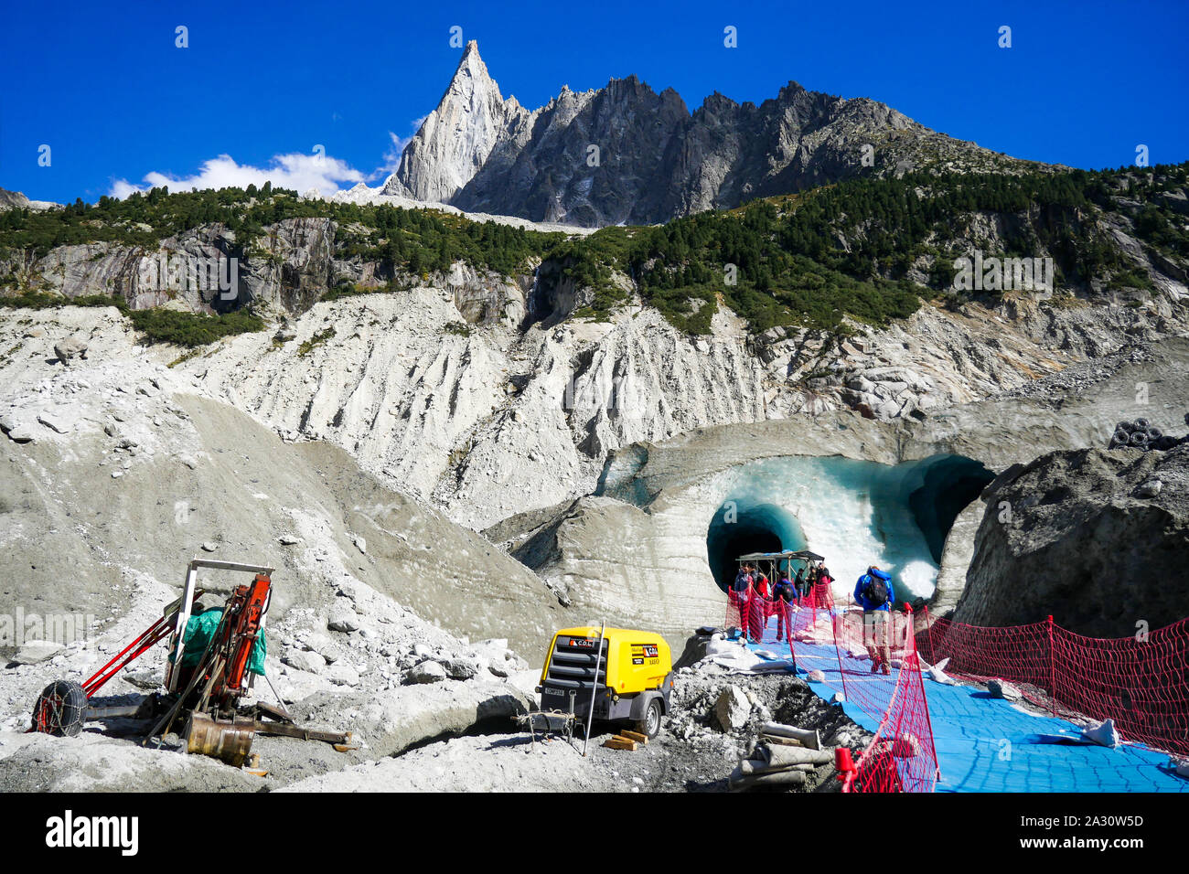 Ice Sea - in French, Mer de Glace, Chamonix-Mont-Blanc valley, Haute-Savoie, France Stock Photo