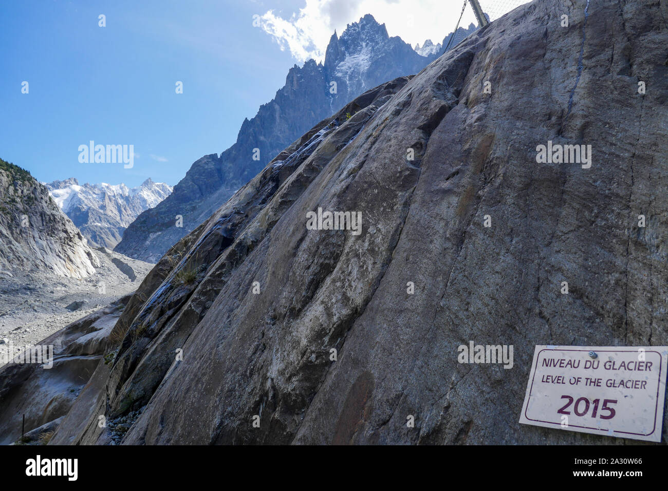 Ice Sea - in French, Mer de Glace, Chamonix-Mont-Blanc valley, Haute-Savoie, France Stock Photo