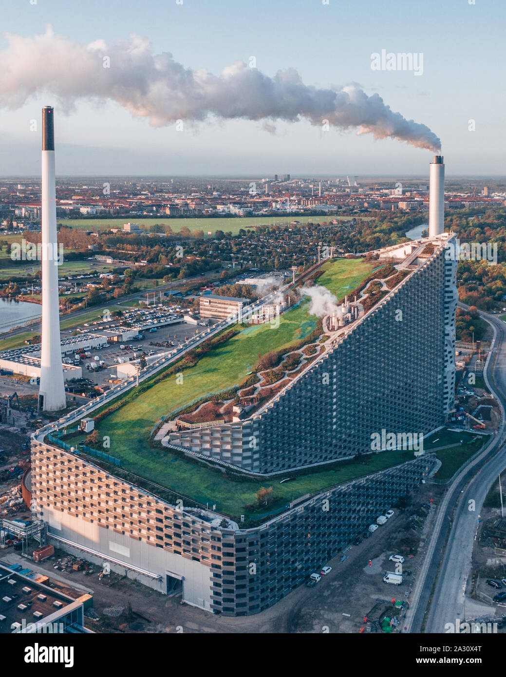 Amager Bakke also known as Amager Slope or CopenHill, is a combined heat  and power waste-to-energy plant in Copenhagen, Denmark. The plant is  designed by Bjarke Ingels Group with a 85 m