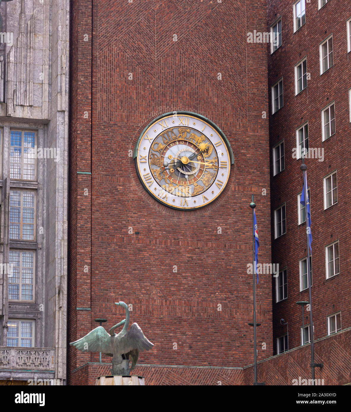 OSLO, NORWAY Clock detail, Oslo City Hall Stock Photo Alamy