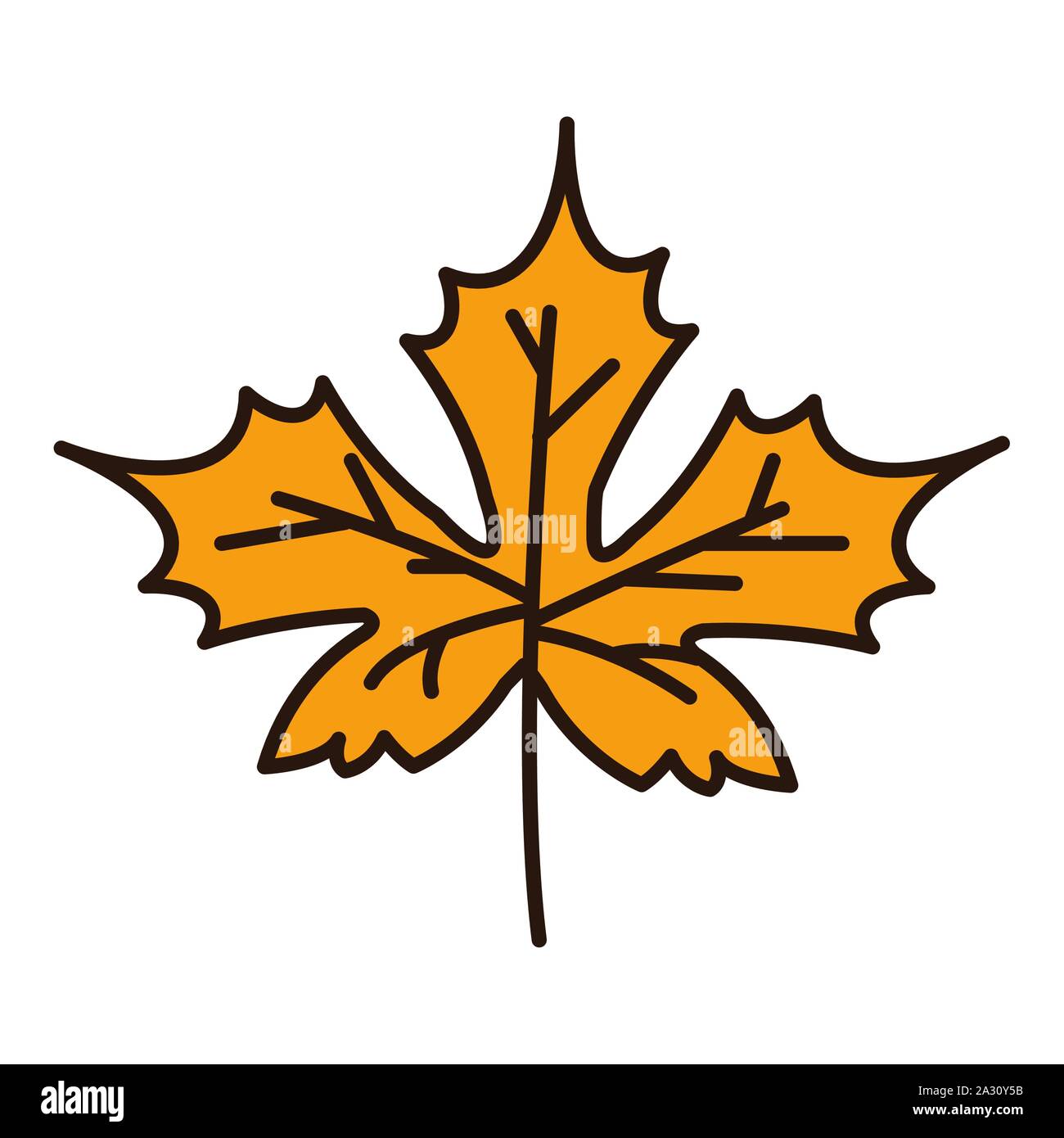 autumn maple leaf plant seasonal isolated icon Stock Vector Image & Art ...