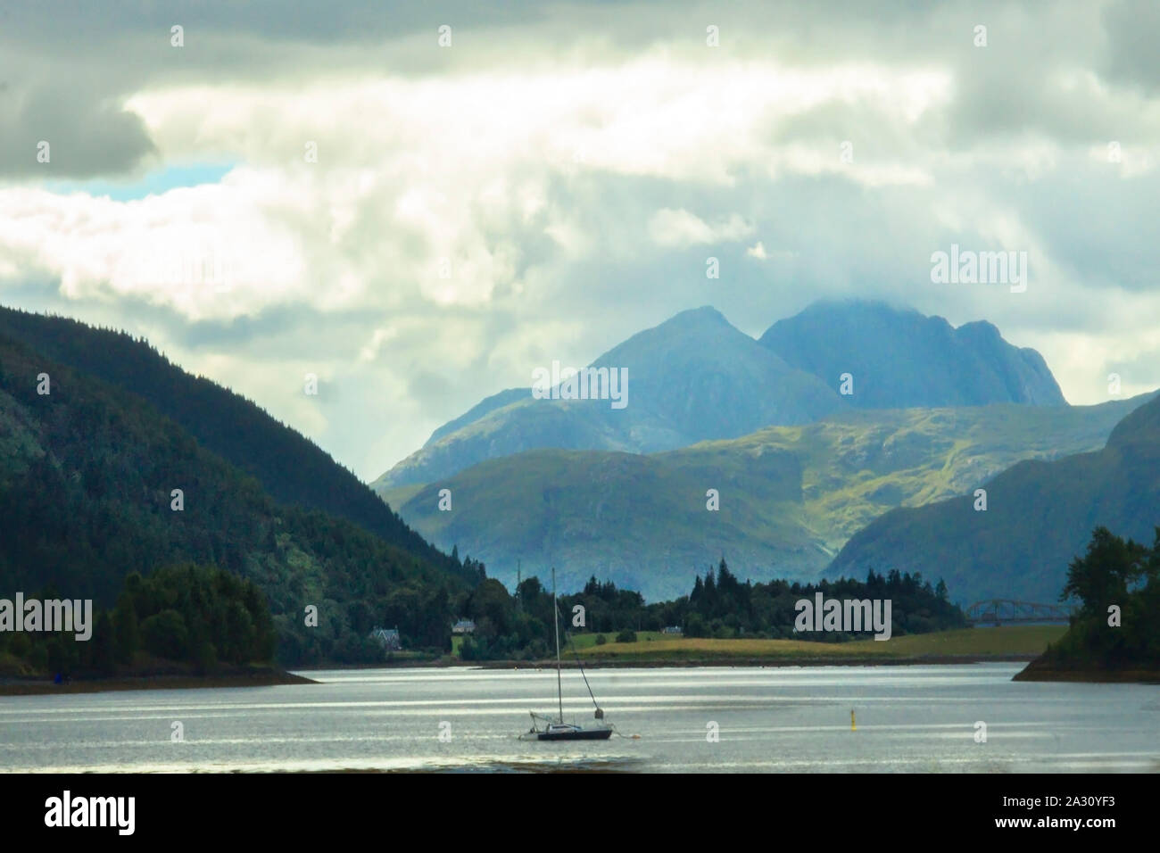 View at Loch Leven from Glencoe in Scottish Highlands. Stock Photo