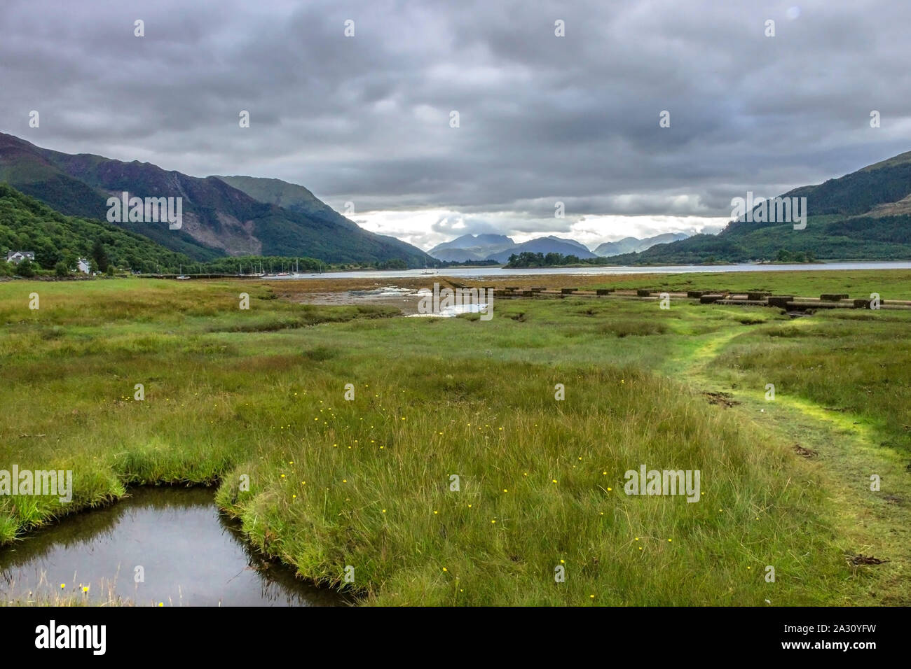 View at Loch Leven from Glencoe in Scottish Highlands. Stock Photo