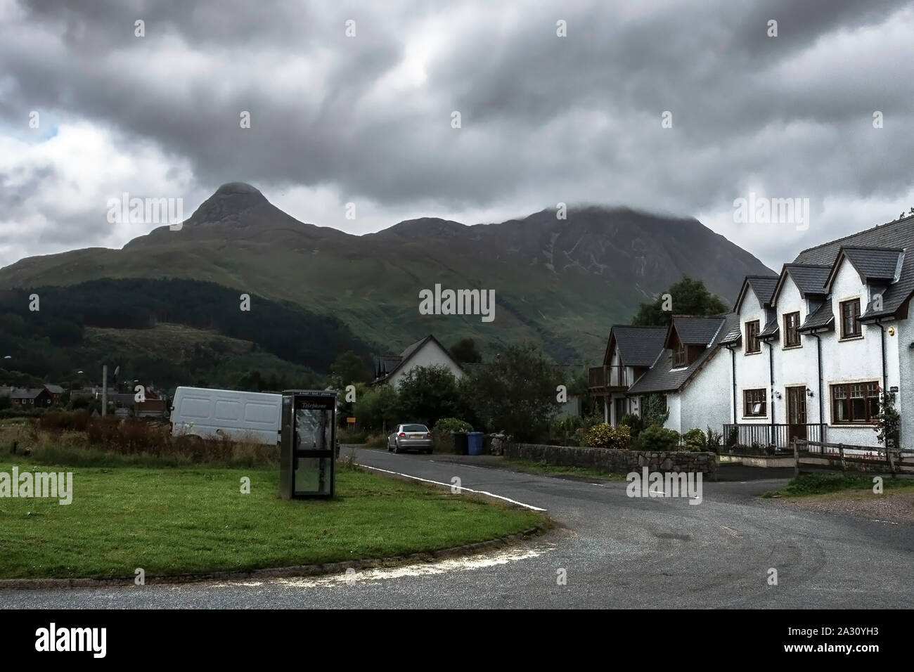 Glencoe village in Scottish Highlands. Stock Photo