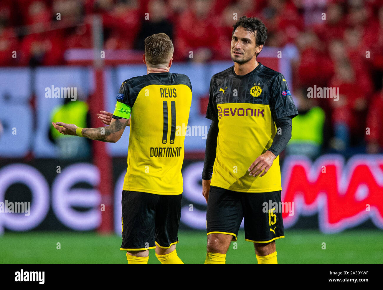 Nicolae Stanciu from Slavia Prague during the UEFA Champions League (Group  F) match between Slavia Prague and Borussia Dortmund in Prague.(Final  score; Slavia Prague 0:2 Borussia Dortmund Stock Photo - Alamy