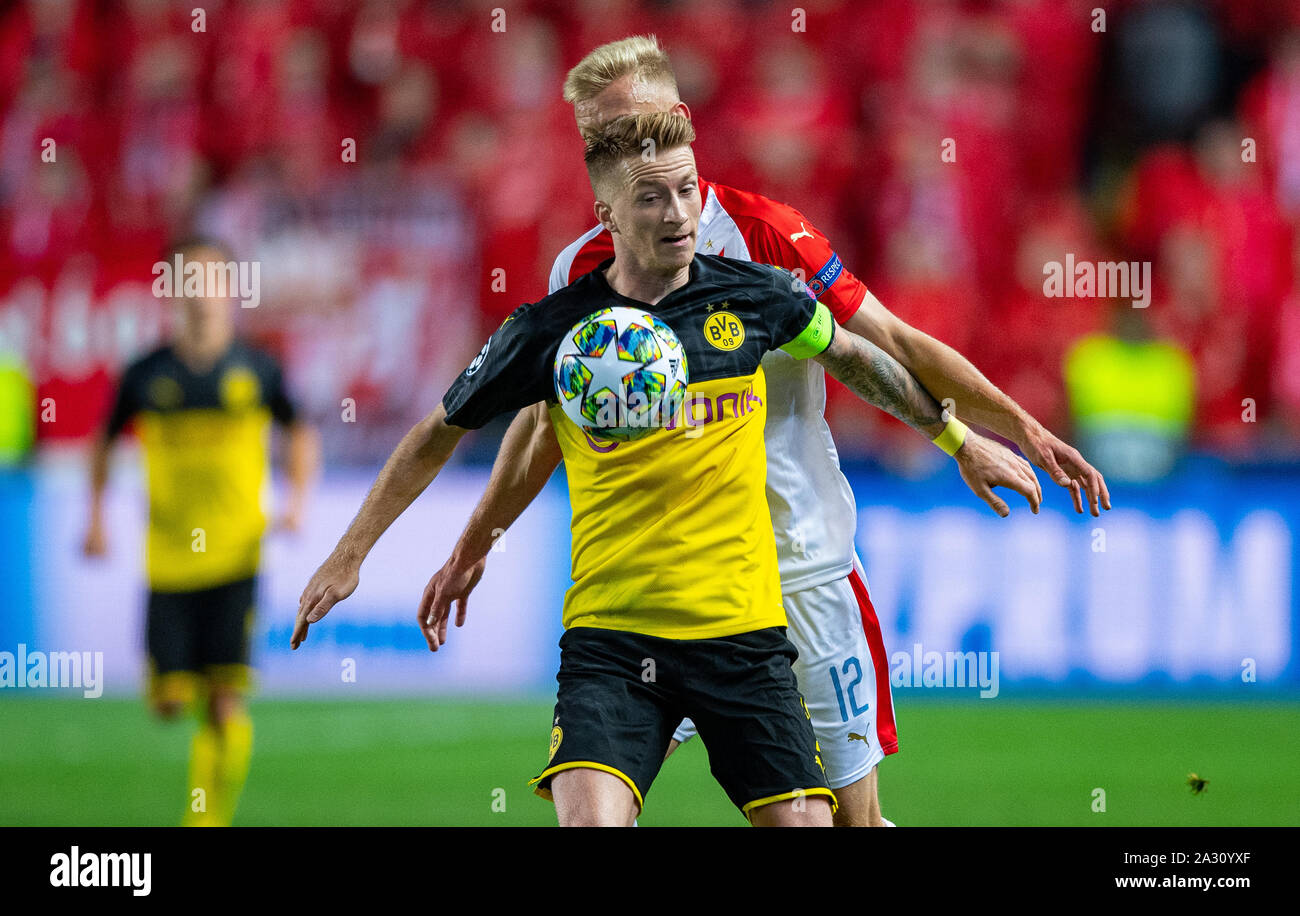 Nicolae Stanciu from Slavia Prague during the UEFA Champions League (Group  F) match between Slavia Prague and Borussia Dortmund in Prague.(Final  score; Slavia Prague 0:2 Borussia Dortmund Stock Photo - Alamy