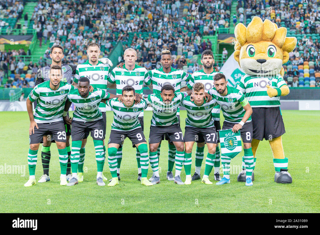 October 03, 2019. Lisbon, Portugal. Sporting starting team for the game of the UEFA Europa League, Group D, Sporting CP vs Lask Linz Credit: Alexandre de Sousa/Alamy Live News Stock Photo
