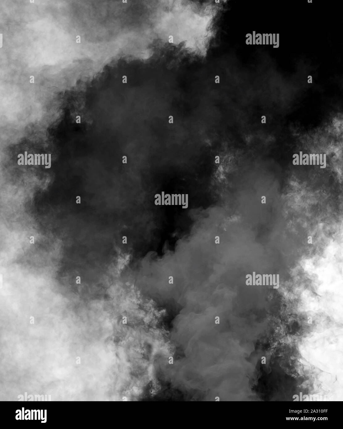 dense black cloud of smoke after the explosion of the fire Stock Photo