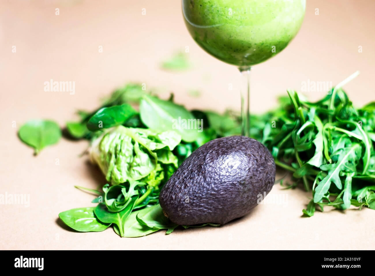 Green detox smoothie. Heatlhy eating concept. Stock Photo