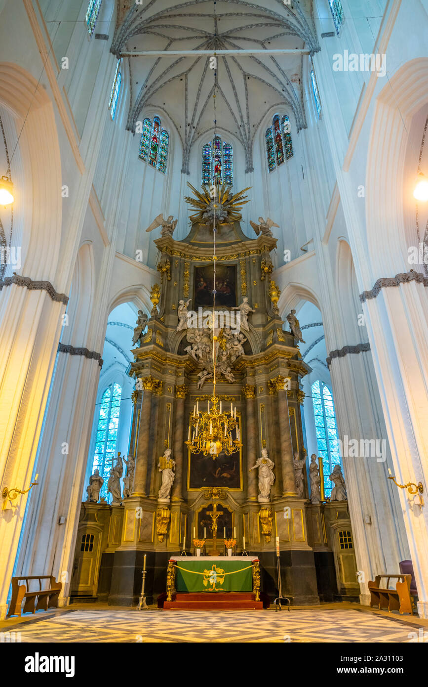 The interior of the St. Mary's Church in Rostock, Germany, Europe Stock