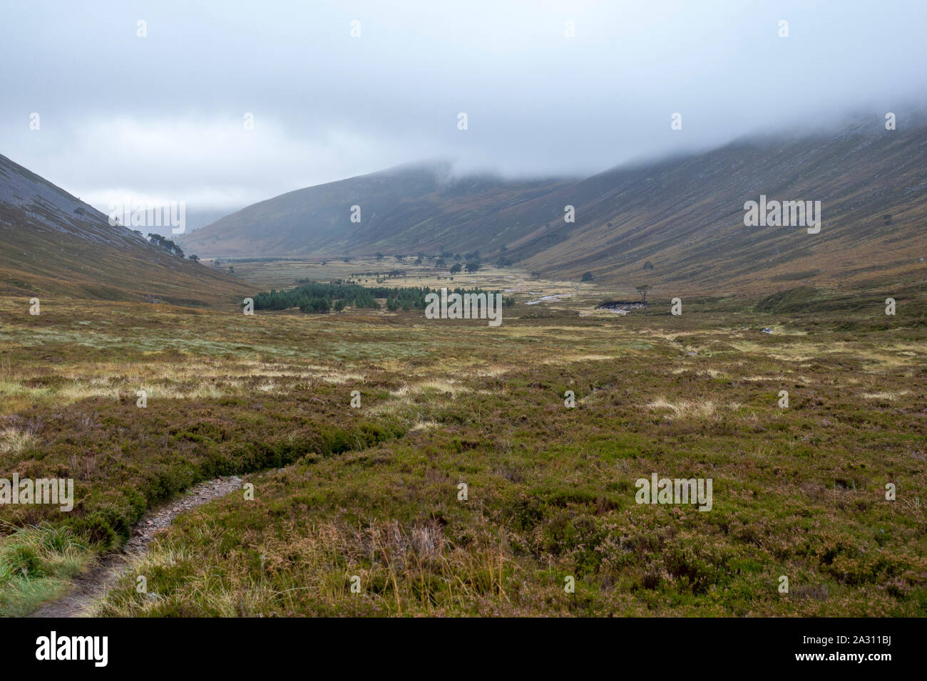 The Glen Lui and Glen Derry route in the Cairngorms National Park that takes you up to Ben Macdui the highest mountain in the park. Stock Photo