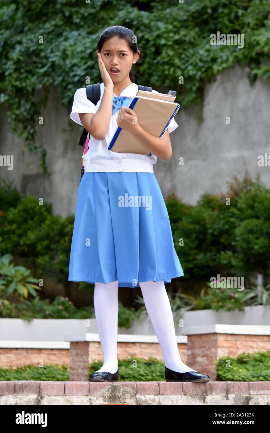 An A Startled School Girl Stock Photo
