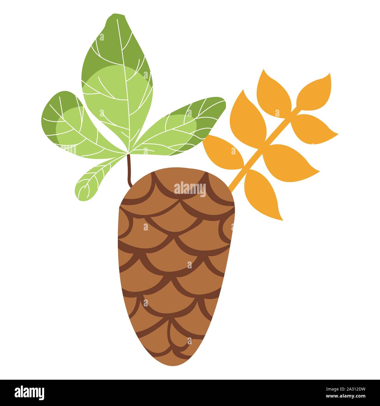 autumn fruit dry with leafs seasonal isolated icon Stock Vector