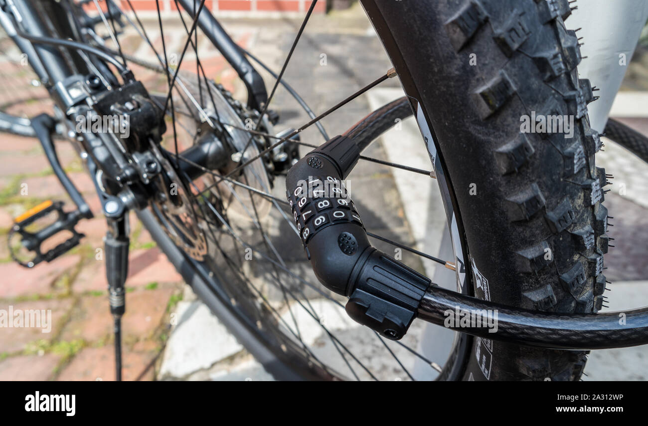 Bicycle theft code lock Stock Photo Alamy
