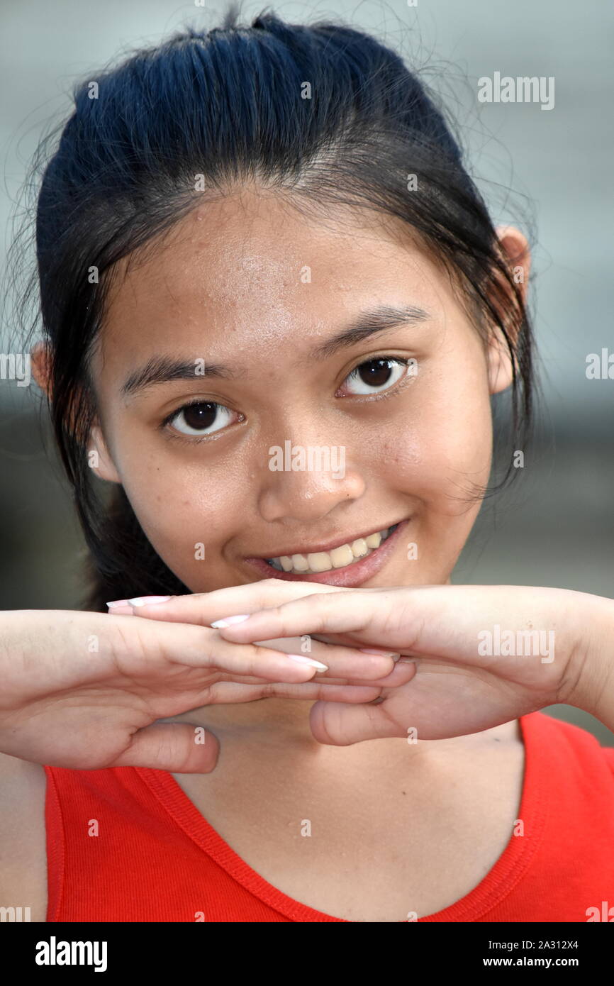 An A Happy Beautiful Girl Stock Photo