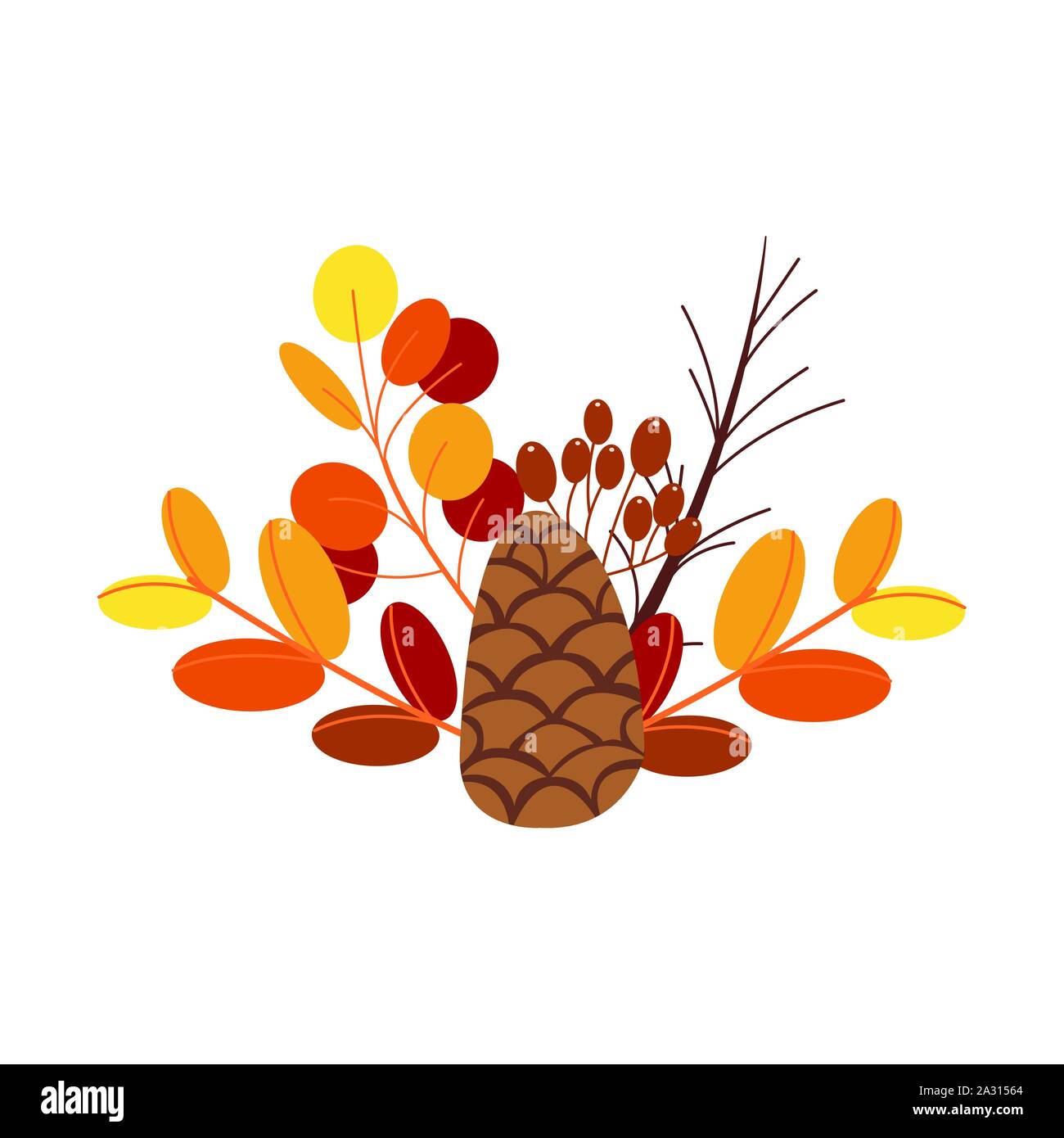 autumn fruit dry with leafs seasonal isolated icon Stock Vector
