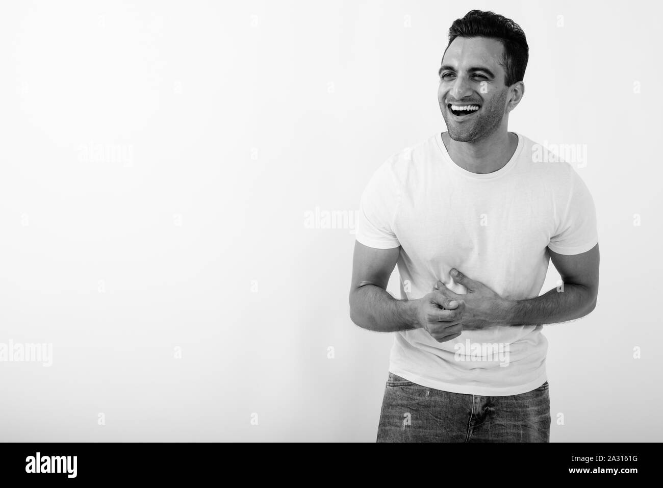 Indian guy laughing Black and White Stock Photos & Images - Alamy