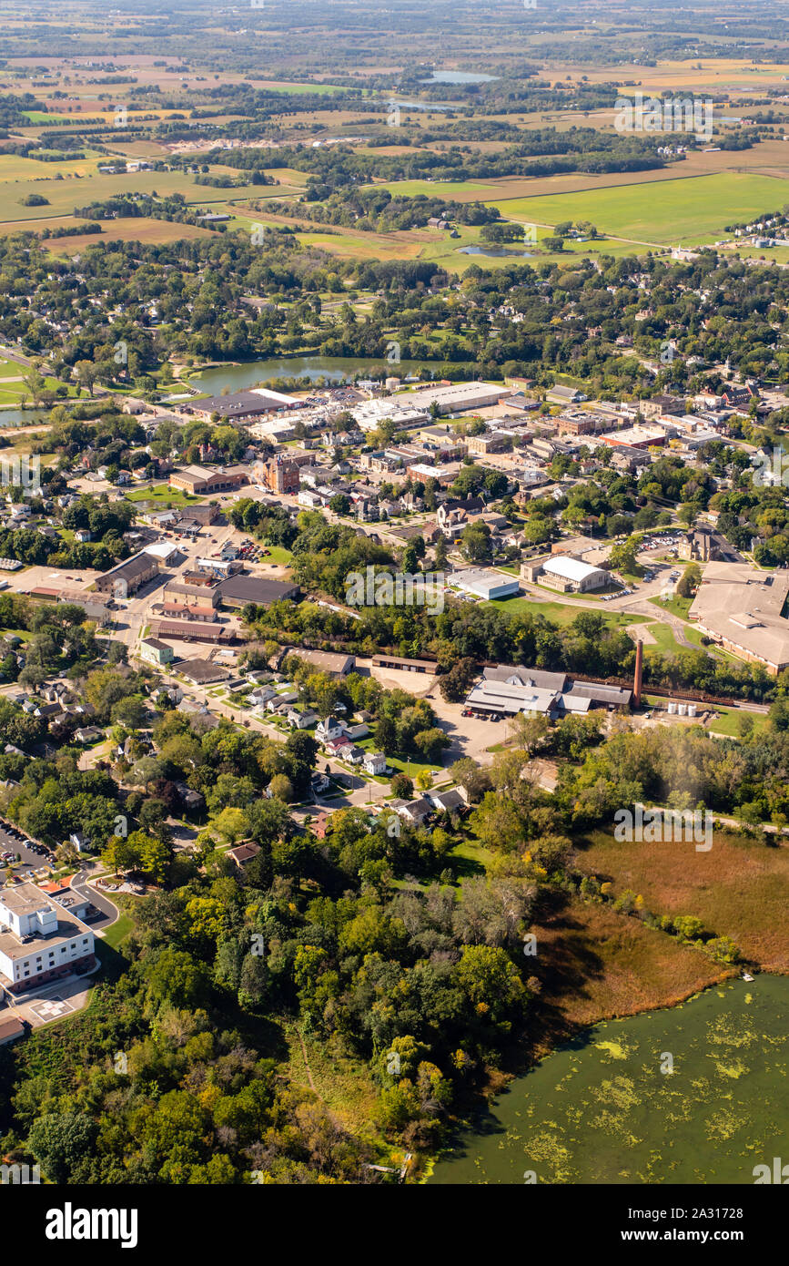 Aerial photograph of beautiful, historic Stoughton, Wisconsin, USA Stock Photo Alamy