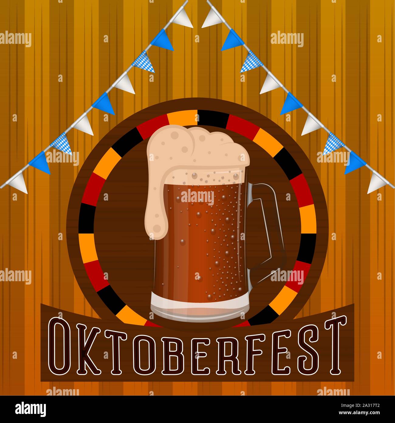 Oktoberfest poster with a beer mug - Vector illustration Stock Vector ...