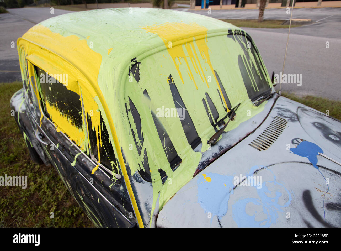 A painted hippie VW Stock Photo