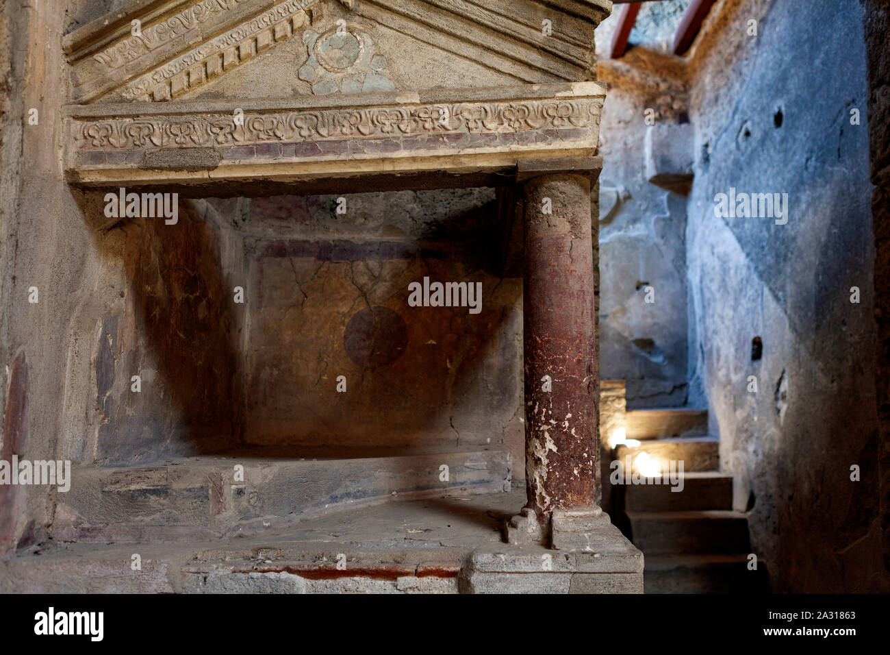 Interior of Lupanar, Pompeii Stock Photo