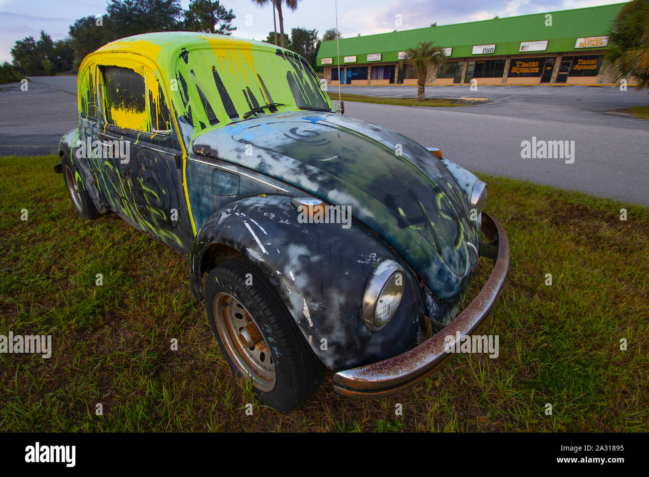 A painted hippie VW Stock Photo