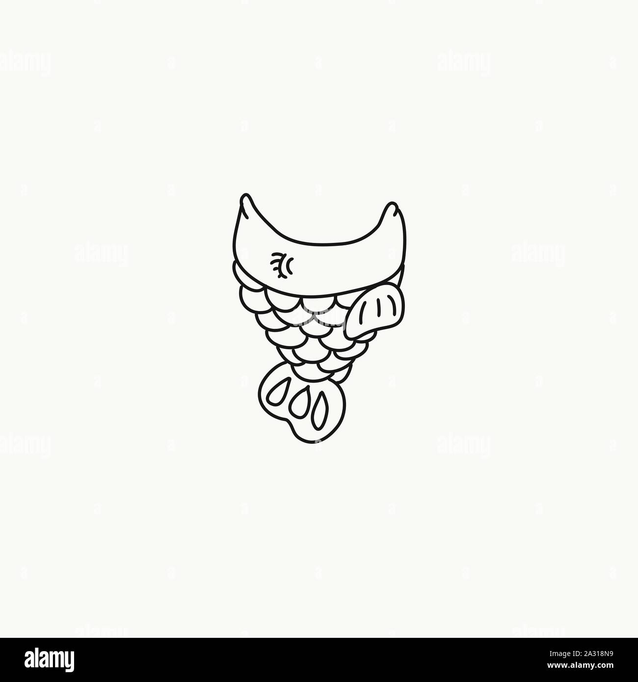 Vector of a fish-shaped cookie for coloring. Nice doodle food Stock ...