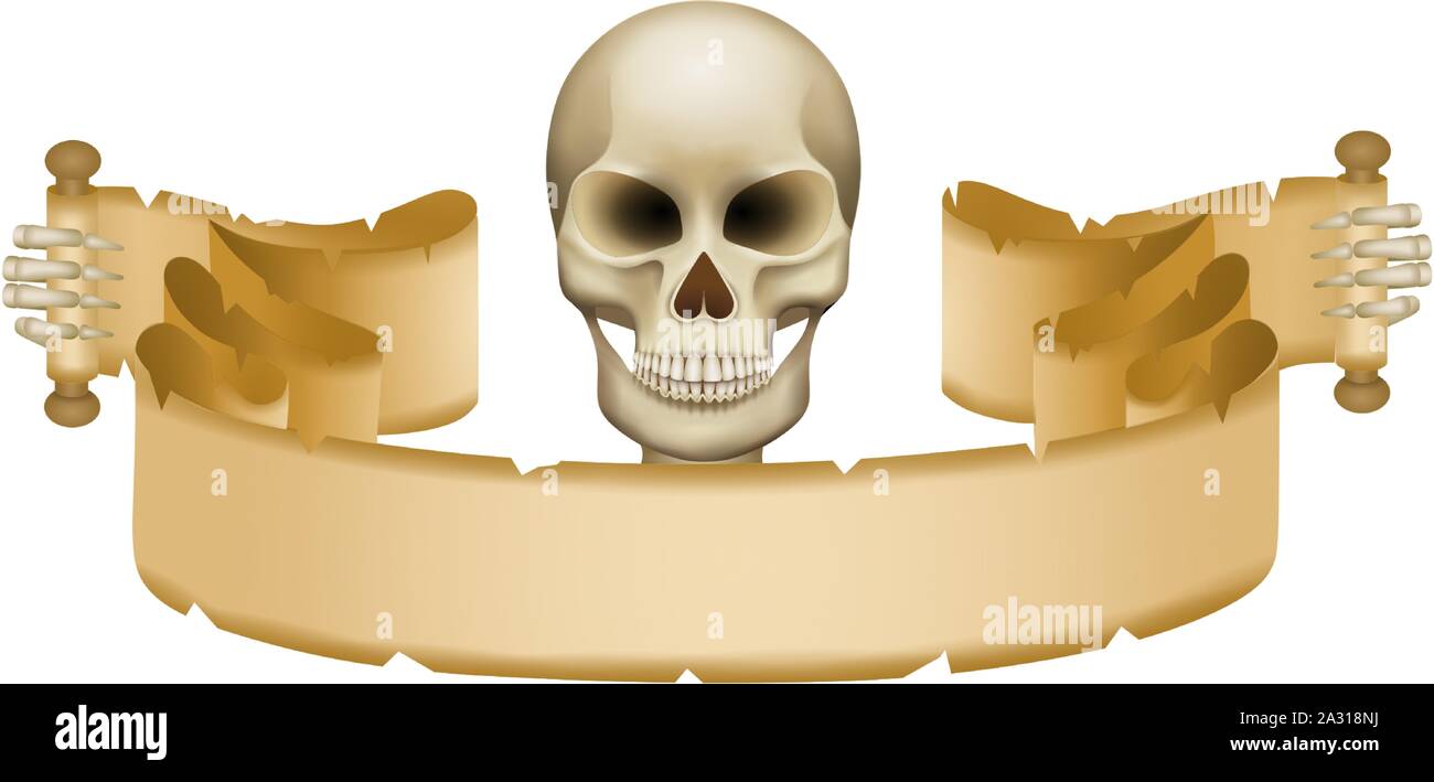 skull with old parchment illustration Stock Vector
