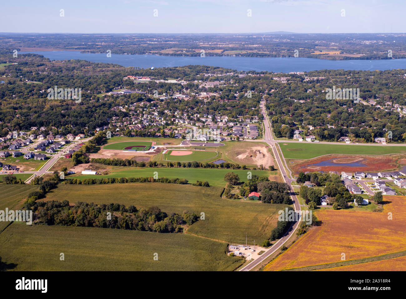 Aerial photograph of McFarland, Wisconsin, USA. Stock Photo