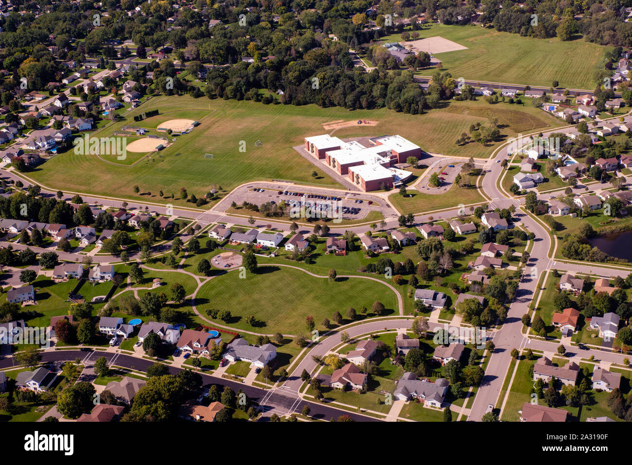 Aerial photograph of McFarland, Wisconsin, USA Stock Photo Alamy