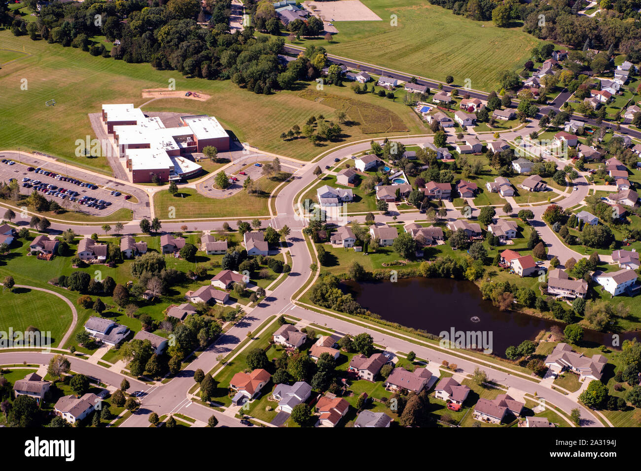 Aerial photograph of McFarland, Wisconsin, USA Stock Photo Alamy