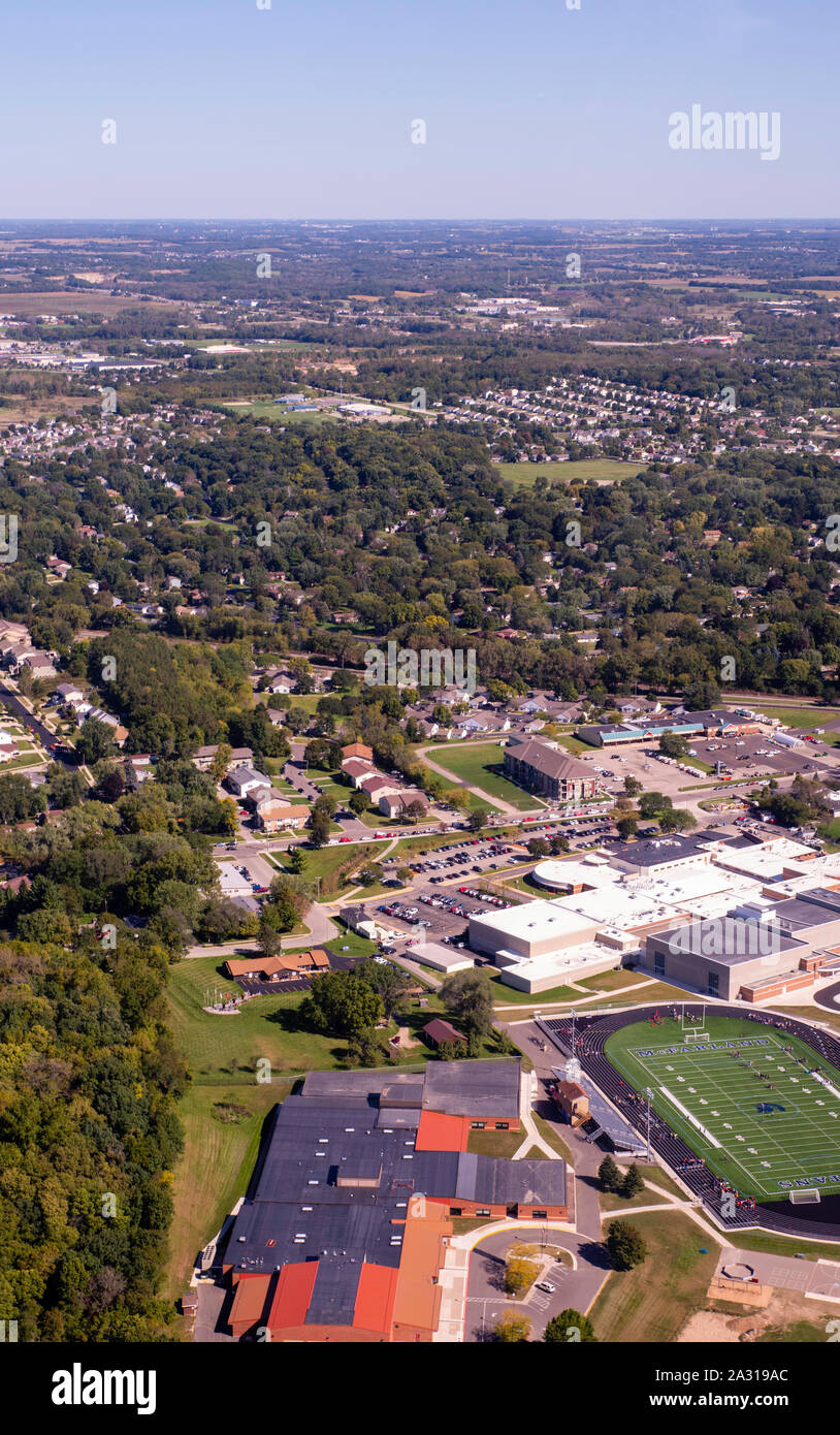 Aerial photograph of McFarland, Wisconsin, USA. Stock Photo