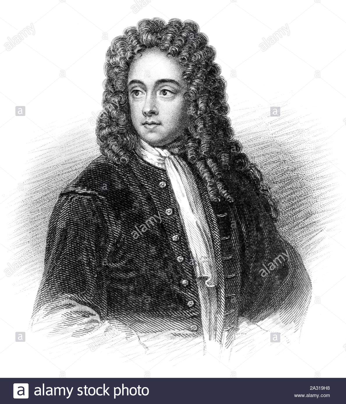 Charles Talbot portrait, 1st Duke of Shrewsbury, 1660 – 1718, was an English politician who was part of the Immortal Seven group that invited William III, Prince of Orange, to depose James II of England as monarch during the Glorious Revolution, vintage illustration from 1850 Stock Photo