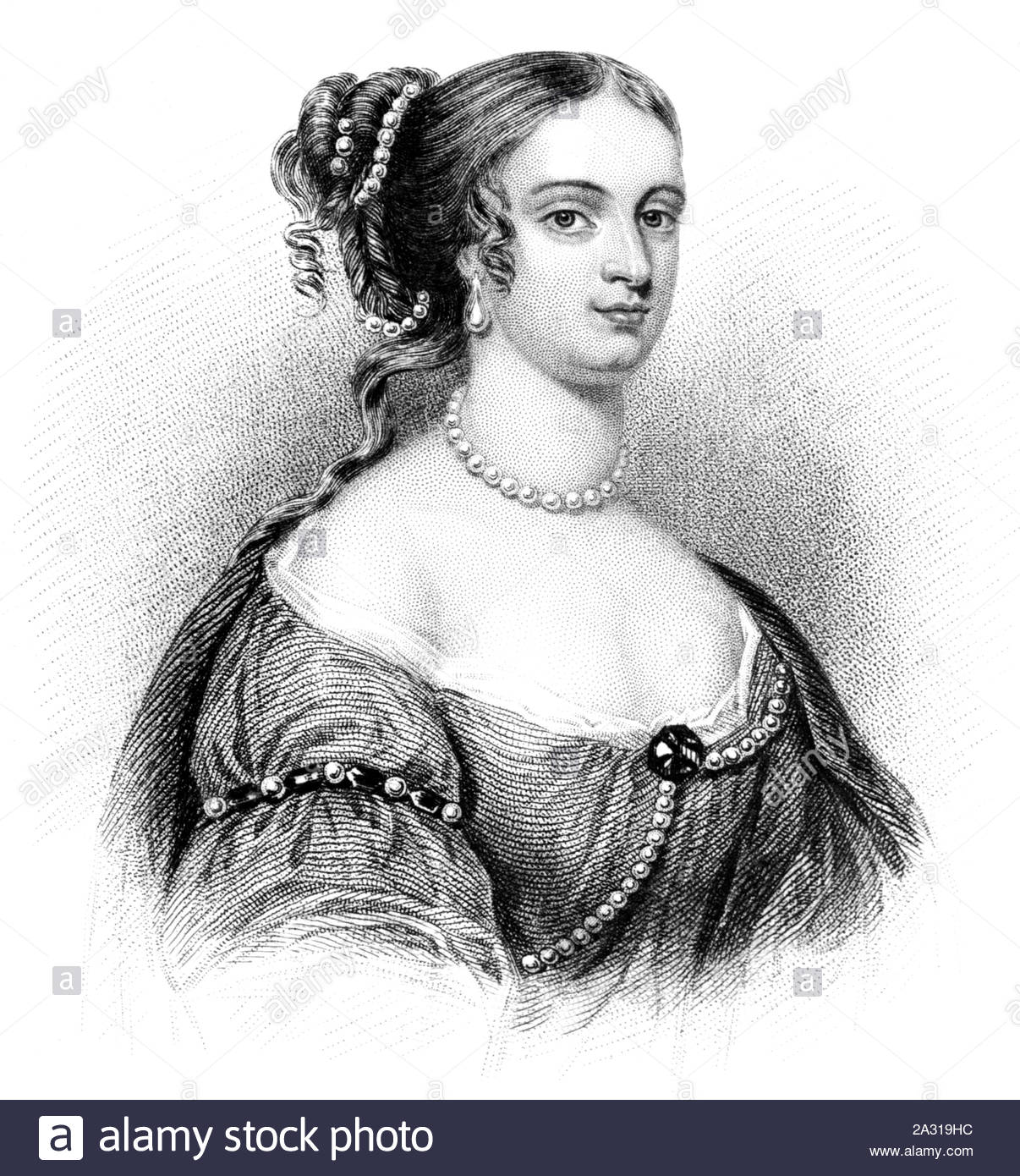 Rachel Wriothesley portrait, Lady Russell, 1636 – 1723, was an English noblewoman, heiress, and author, vintage illustration from 1850 Stock Photo