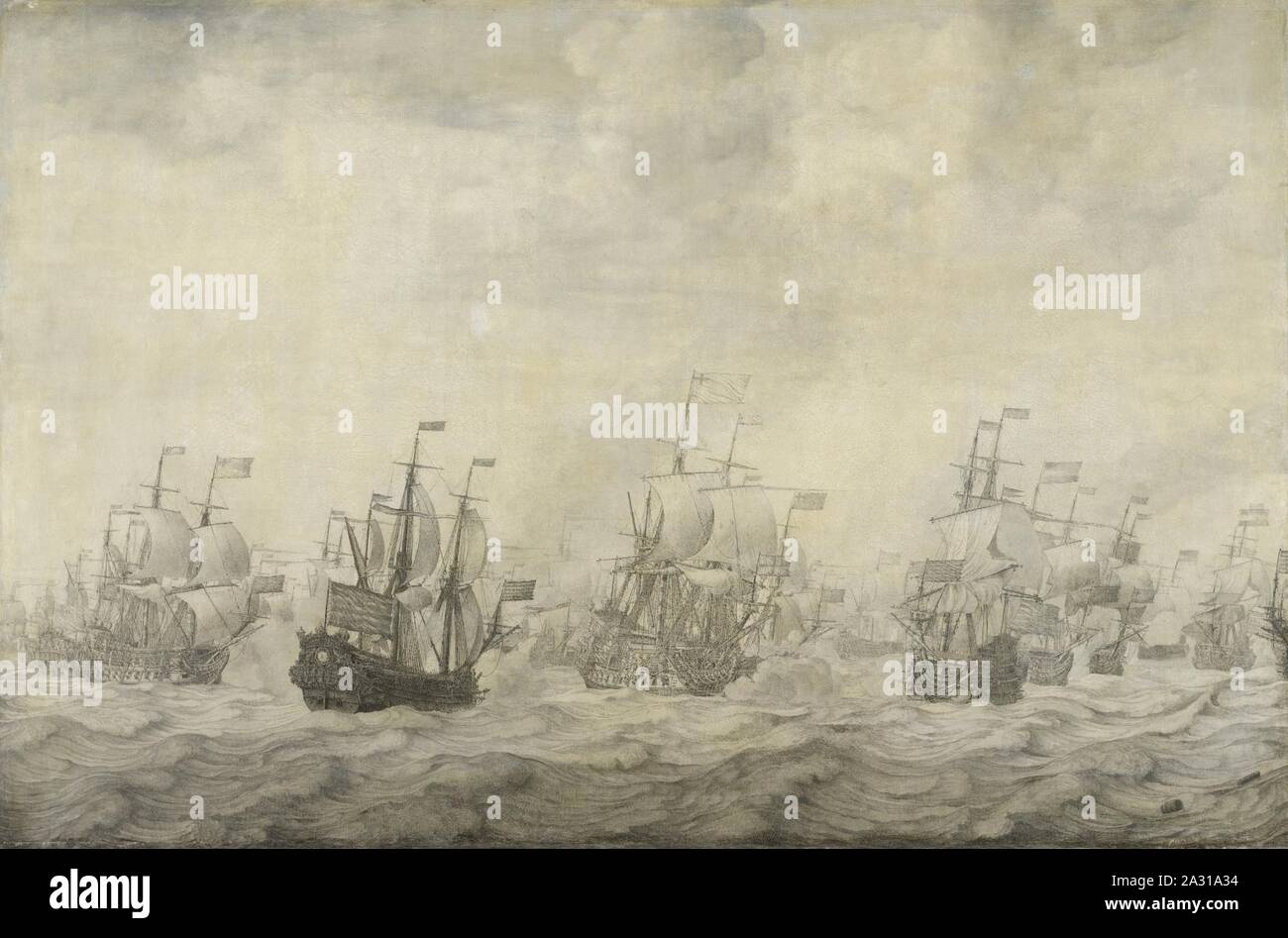 Episode uit de Vierdaagse Zeeslag, 11-14 juni 1666, in de Tweede Engelse Zeeoorlog (1665-67) Stock Photo