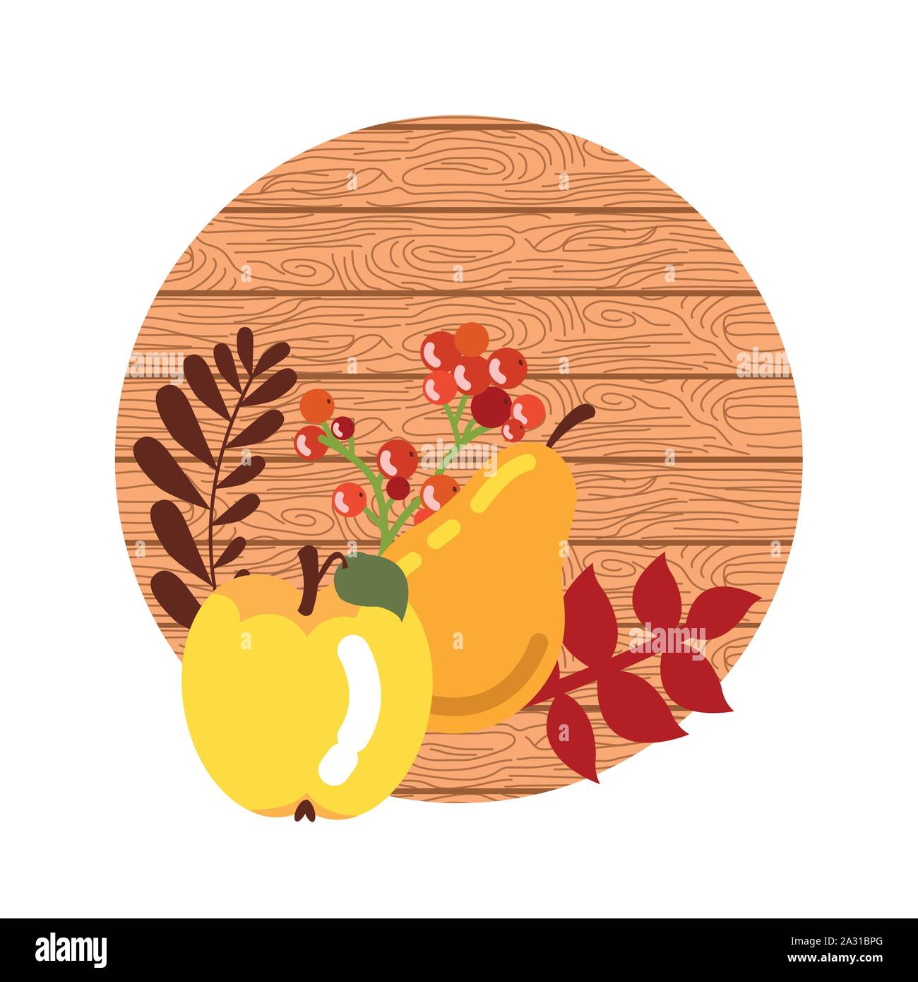 fruits of autumn with background wooden Stock Vector Image & Art - Alamy