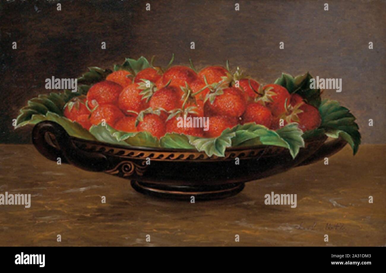 Erdbeeren in Schale 1842. Stock Photo