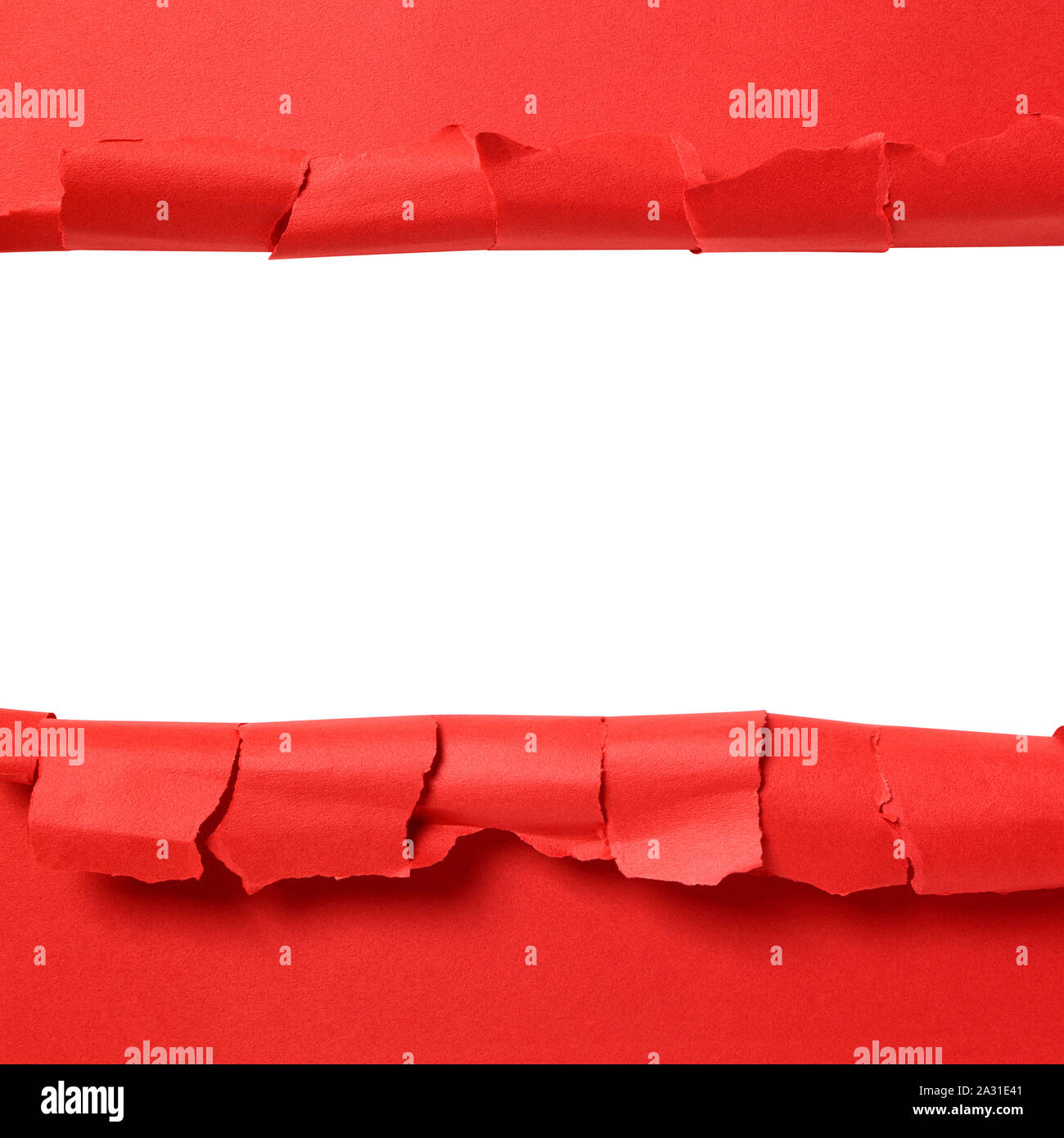 Torn red paper strip with white background copy space Stock Photo