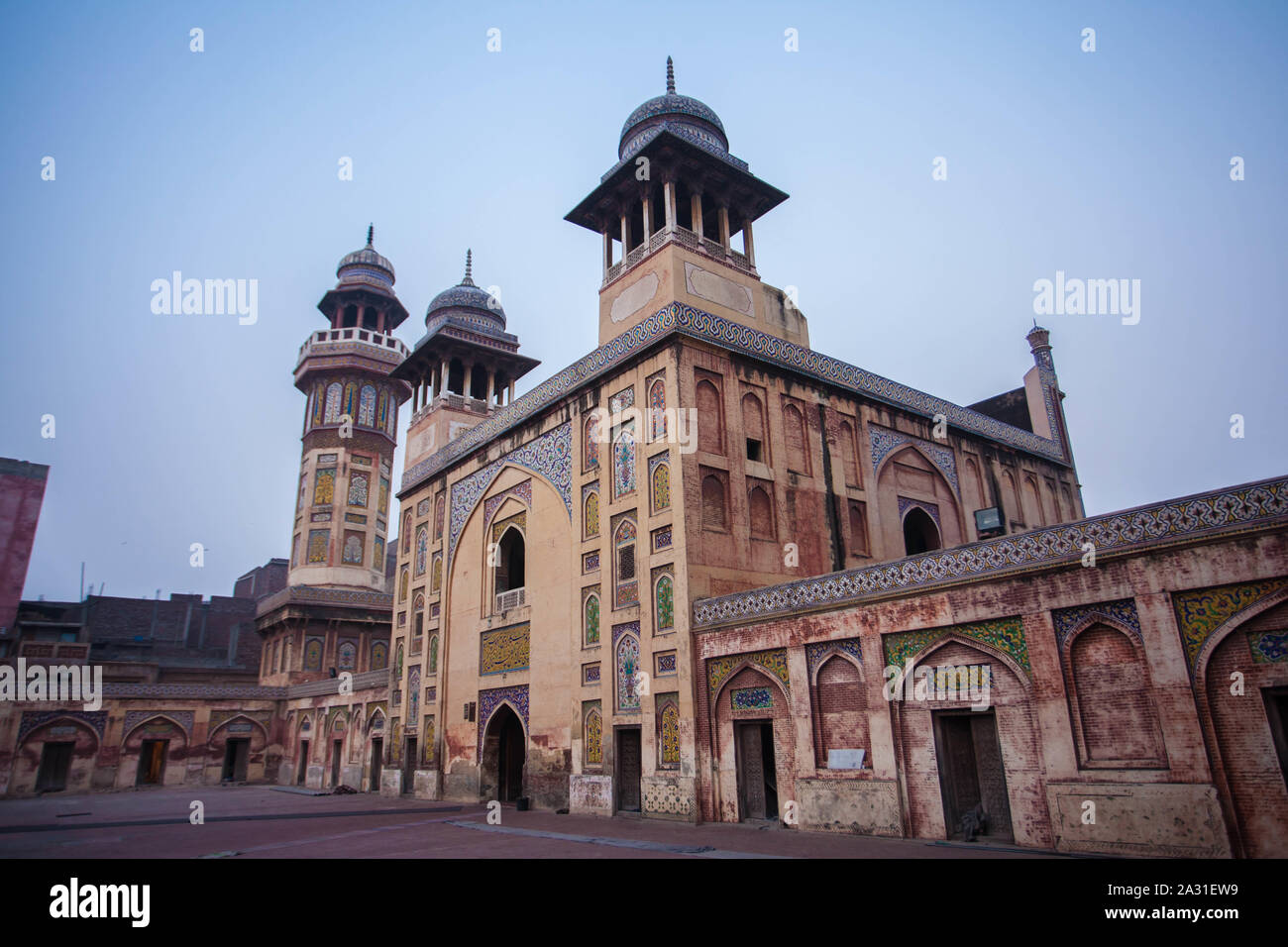 The Wazir Khan Mosque is 17th century mosque located in the city of Lahore, capital of the Pakistani province of Punjab. Stock Photo