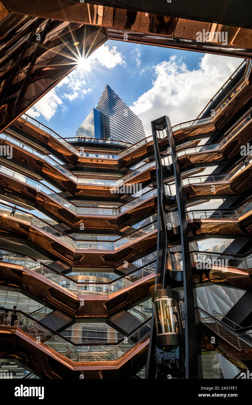 Interior of the Vessel in Hudson Yards, Manhattan, New York City, USA. Stock Photo