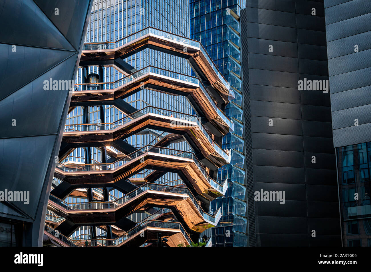 The Vessel as seen from Highline Park in Hudson Yards, Manhattan, New